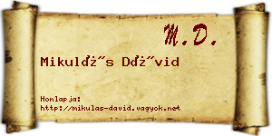 Mikulás Dávid névjegykártya